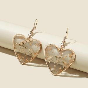 Flower Heart Drop Dangle Earrings